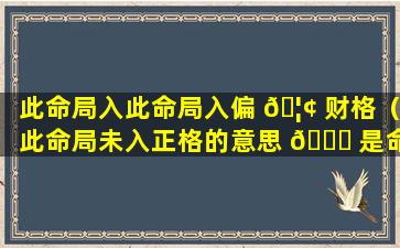 此命局入此命局入偏 🦢 财格（此命局未入正格的意思 🕊 是命好还是差）